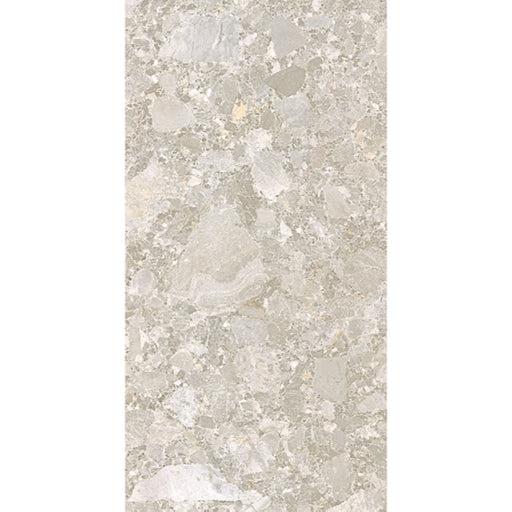 Essentials Terrazzo Stone Avorio porcelain tile 60x120, terrazzo-effect design with layered stone fragments in beige and ivory shades