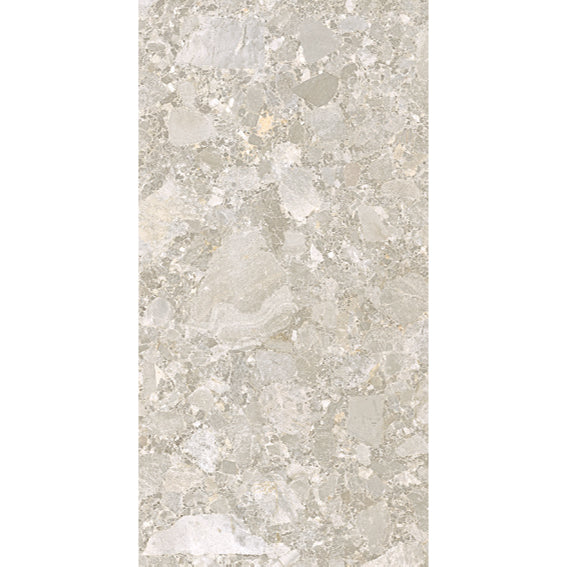 Essentials Terrazzo Stone Avorio porcelain tile 60x120, terrazzo-effect design with layered stone fragments in beige and ivory shades