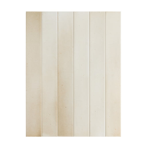 Almond Nut Matt 5x40 wall tiles showing soft beige tones and a smooth satin finish.
