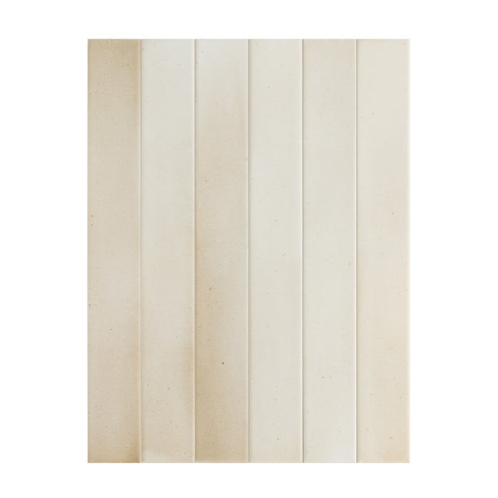 Almond Nut Matt 5x40 wall tiles showing soft beige tones and a smooth satin finish.